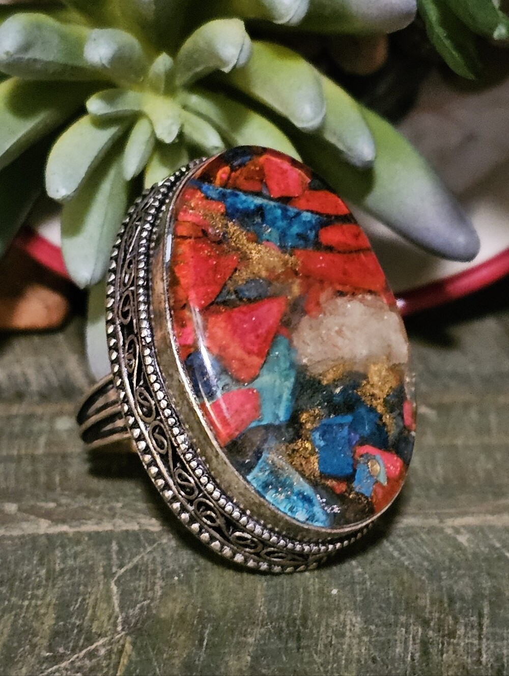 Spiny Oyster Turquoise Ring